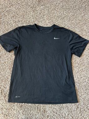 Nike Men’s Black Short Sleeve Dri-FIT Tee with Silver Swoosh